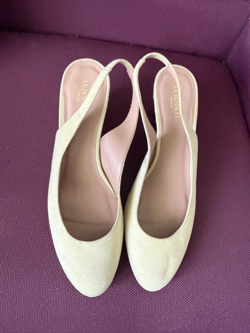 LK Bennett Pale Yellow Suede Slingback Mules EU 41